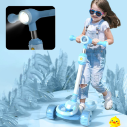 Trotineta pliabila cu 3 roti, sunete si lumini, 3 ani+, Albastru