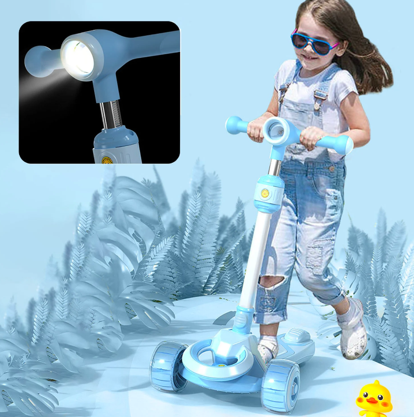 Trotineta pliabila cu 3 roti, sunete si lumini, 3 ani+, Albastru