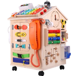 Casuta senzoriala cu activitati Montessori, Busy Board, 3 ani