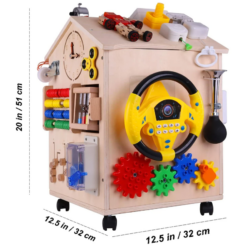 Casuta senzoriala cu activitati Montessori, Busy Board, 3 ani