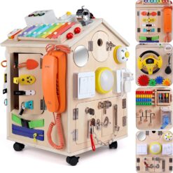 Casuta senzoriala cu activitati Montessori, Busy Board, 3 ani 01