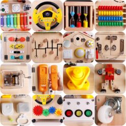 Casuta senzoriala cu activitati Montessori, Busy Board, 3 ani 01