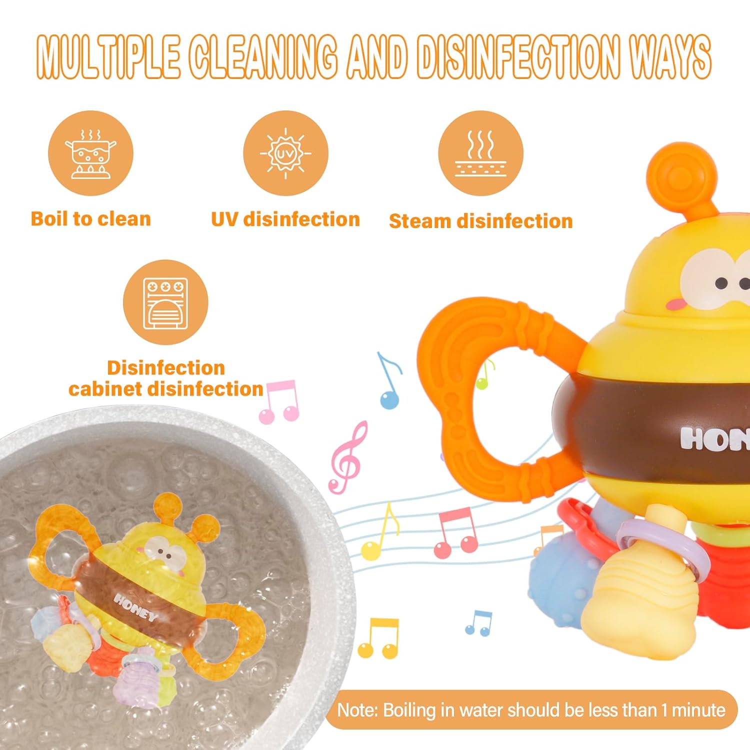 Jucarie zornaitoare si joc dentitie, Albinuta, 18 luni