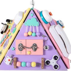 Placa senzoriala cu activitati Montessori - Busy Board, 3 ani