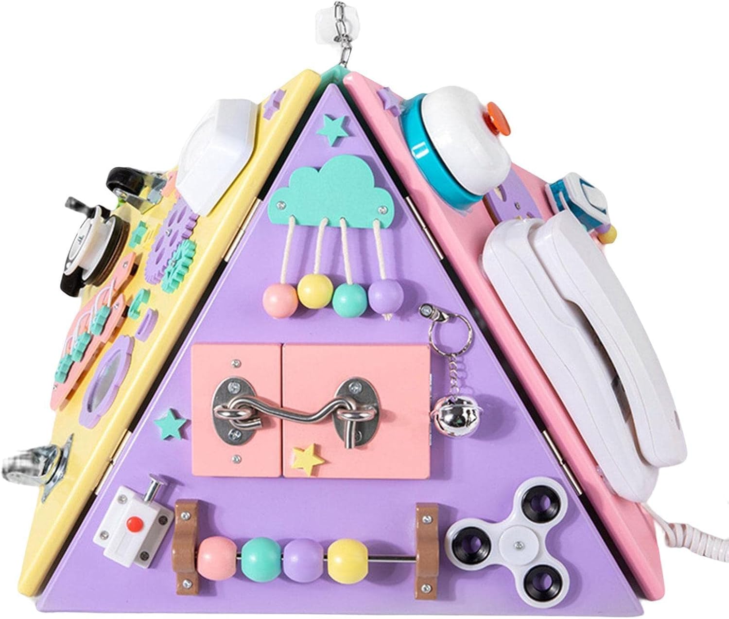 Placa senzoriala cu activitati Montessori - Busy Board, 3 ani