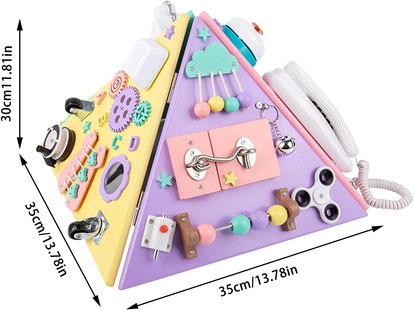 Placa senzoriala cu activitati Montessori - Busy Board, 3 ani