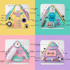 Placa senzoriala cu activitati Montessori - Busy Board, 3 ani