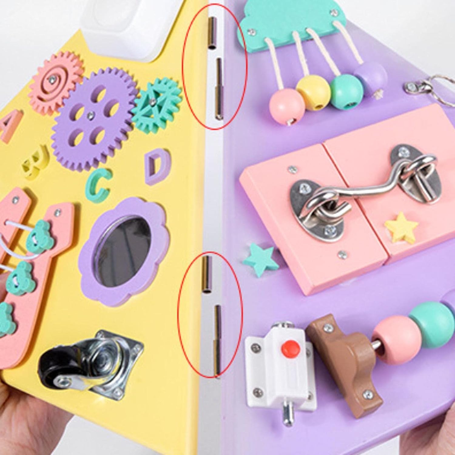 Placa senzoriala cu activitati Montessori - Busy Board, 3 ani