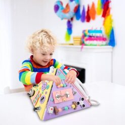 Placa senzoriala cu activitati Montessori - Busy Board, 3 ani