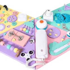 Placa senzoriala cu activitati Montessori - Busy Board, 3 ani