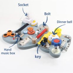 Placa senzoriala cu activitati Montessori, Busy Board, Ursulet, 3 ani