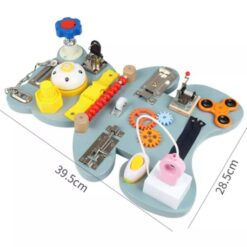 Placa senzoriala cu activitati Montessori, Busy Board, Ursulet, 3 ani