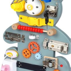 Placa senzoriala cu activitati Montessori, Busy Board, Ursulet, 3 ani