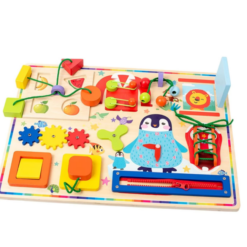 Placa senzoriala cu activitati Montessori, Viata Practica, 2 ani+