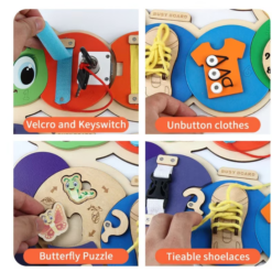 Placa senzoriala cu activitati Montessori, Viata Practica, 3 ani+