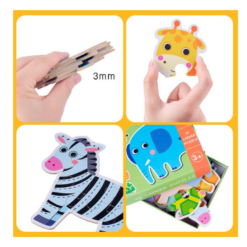 Set 6 Puzzle din carton cu 6 Animale, 3 ani+