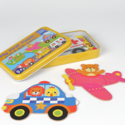Set de 6 puzzle-uri din lemn, Mijloace de transport