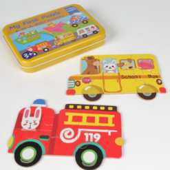 Set de 6 puzzle-uri din lemn, Mijloace de transport