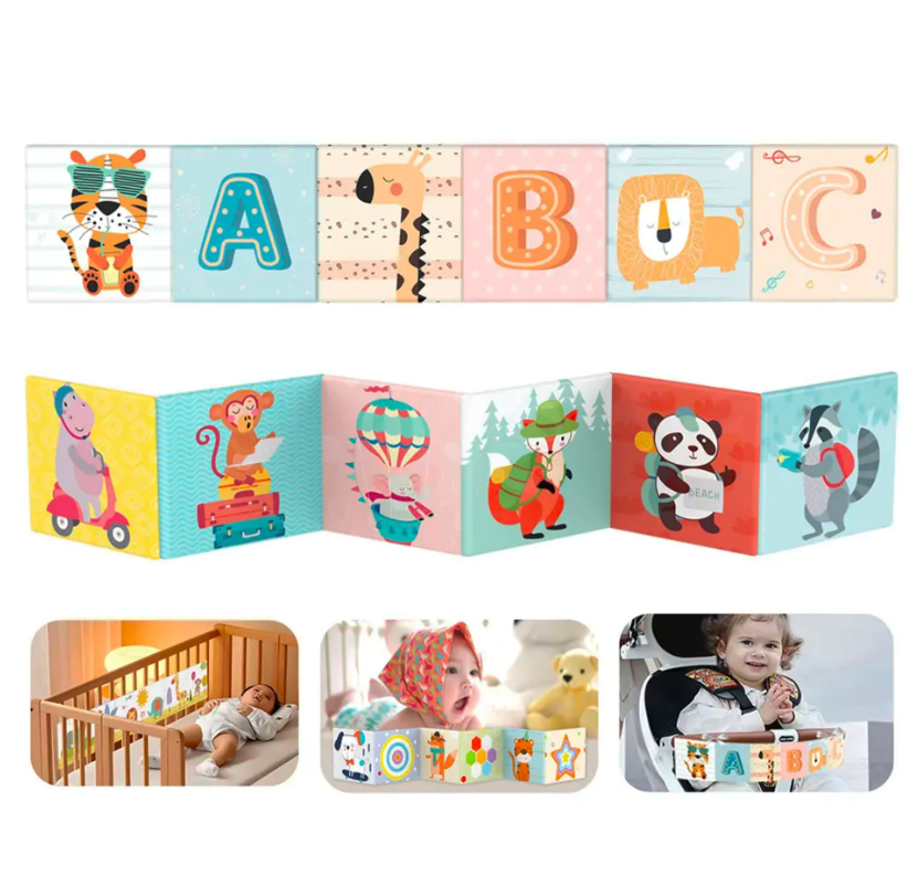 Carte senzoriala bebe si protectie de patut, Litere, 0 luni+