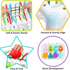 Cub sortator de forme geometrice cu benzi flexibile, 12 luni+