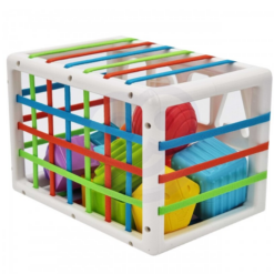 Cub sortator de forme geometrice cu benzi flexibile, 12 luni+