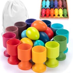 Joc din lemn de tip Montessori, Set 12 oua