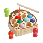 Joc magnetic de pescuit, din lemn, Pinguin, 3 ani