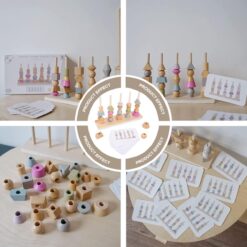 Joc sortare, insiruire - Margele Montessori, 3 ani