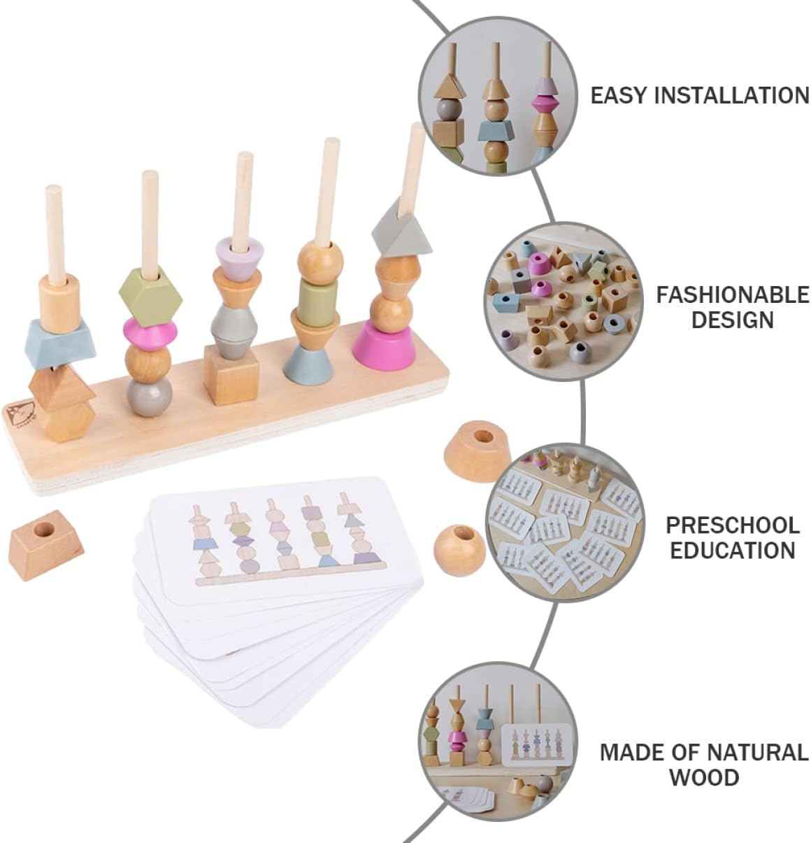 Joc sortare, insiruire - Margele Montessori, 3 ani