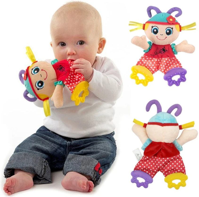 Jucarie dentitie si senzoriala pentru bebelusi, Papusa, 6 luni