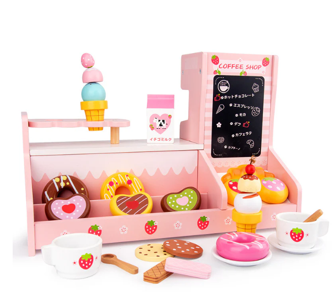 Jucarie din lemn - Mini Stand dulciuri si cafea, 3 ani