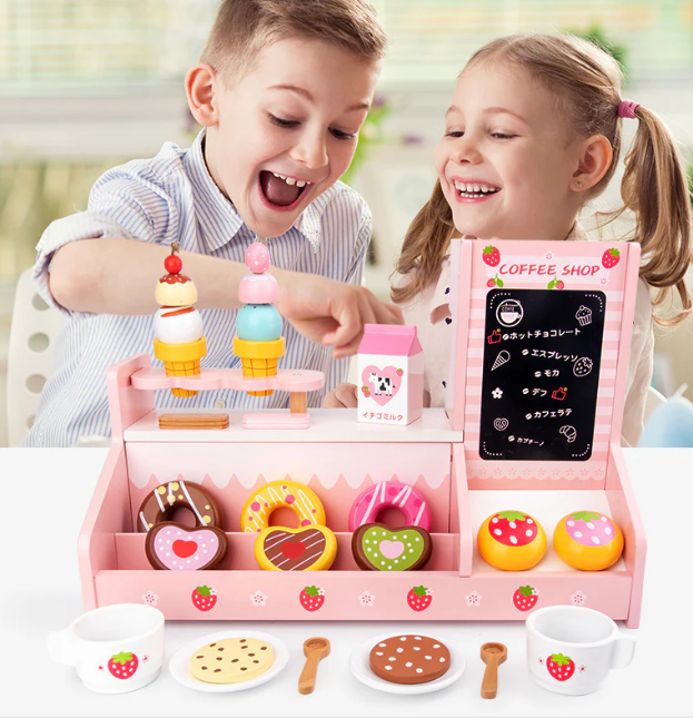 Jucarie din lemn - Mini Stand dulciuri si cafea, 3 ani