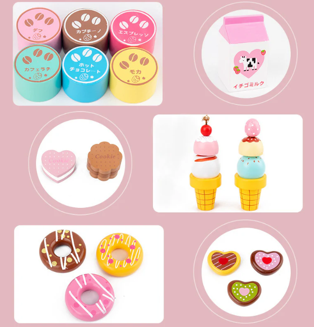 Jucarie din lemn - Mini Stand dulciuri si cafea, 3 ani