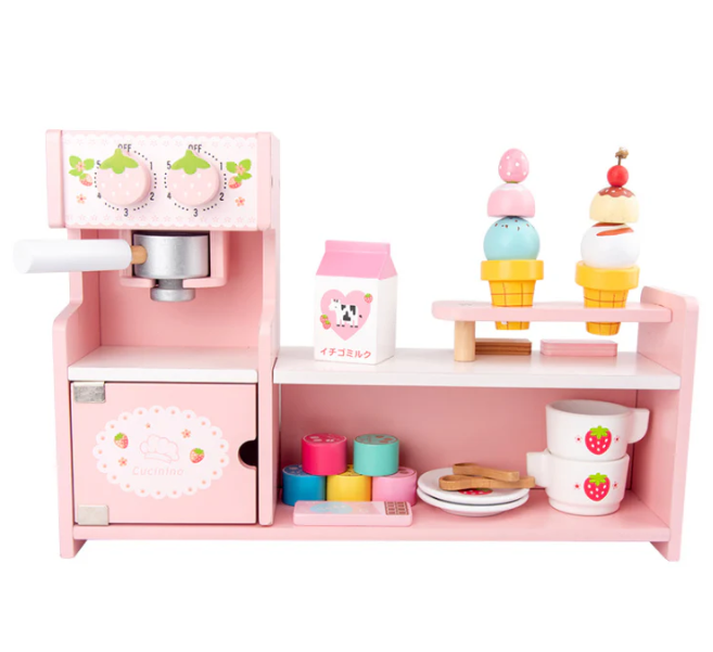 Jucarie din lemn - Mini Stand dulciuri si cafea, 3 ani