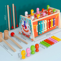 Jucarie educativa tip Montessori - Banc de lucru cu 6 activitati, 3 ani