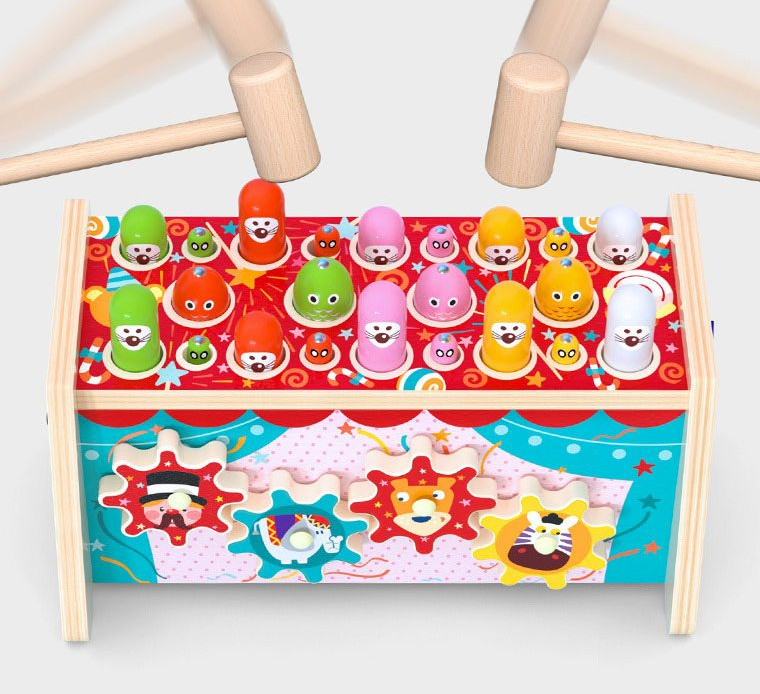 Jucarie educativa tip Montessori - Banc de lucru cu 6 activitati, 3 ani