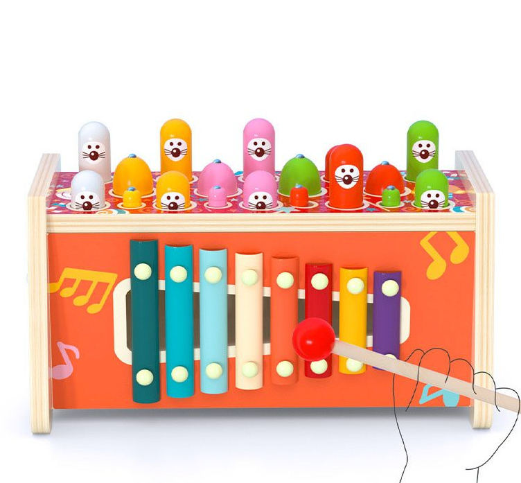 Jucarie educativa tip Montessori - Banc de lucru cu 6 activitati, 3 ani