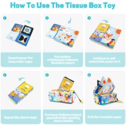 Jucarie senzoriala bebe, Cutia cu batiste, 0 luni+