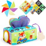 Jucarie senzoriala bebe, Cutia cu batiste, 0 luni+