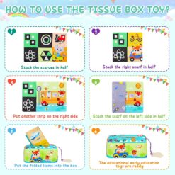 Jucarie senzoriala bebe, Cutia cu batiste, 0 luni+