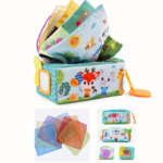 Jucarie senzoriala bebe, Cutia cu batiste, 0 luni+