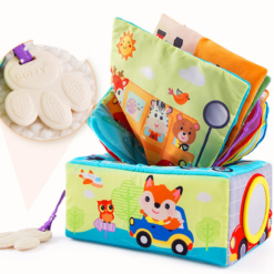 Jucarie senzoriala bebe, Cutia cu batiste, 0 luni+ 01