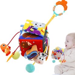 Jucarie senzoriala bebe pentru patut si carut, Cub senzorial, 0 luni+