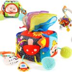 Jucarie senzoriala bebe pentru patut si carut, Cub senzorial, 0 luni+