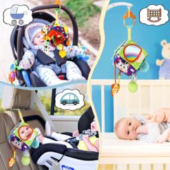 Jucarie senzoriala bebe pentru patut si carut, Cub senzorial, 0 luni+