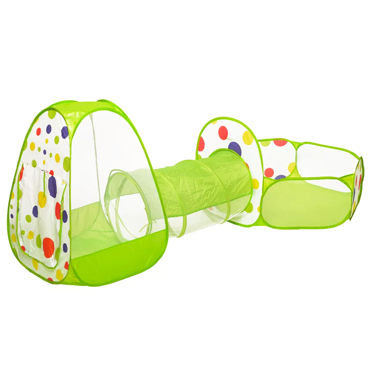 Loc de joaca pentru copii cu tunel si cort 310x114 cm, verde