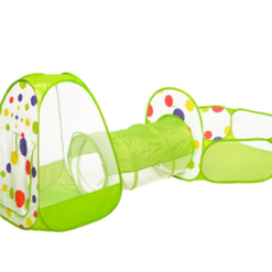 Loc de joaca pentru copii cu tunel si cort 310x114 cm, verde