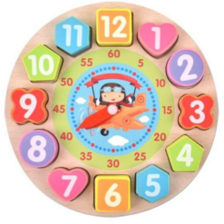 Puzzle de asociere, Forme geometrice si ceas, 3 ani 01