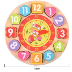 Puzzle de asociere, Forme geometrice si ceas, 3 ani 01