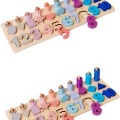 Puzzle-magnetic, joc logaritmic montessori, 3 in 1 activitati, 3 ani